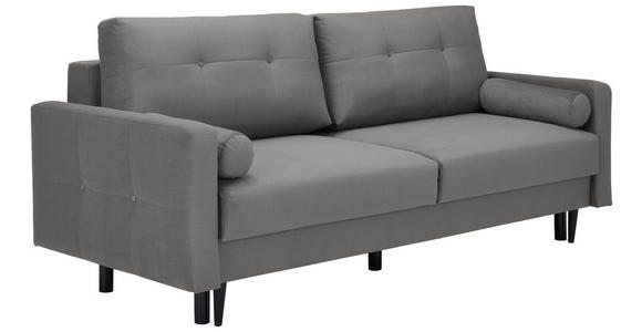SCHLAFSOFA in Samt Grau - Schwarz/Grau, KONVENTIONELL, Holz/Textil (220/95/98cm) - Carryhome