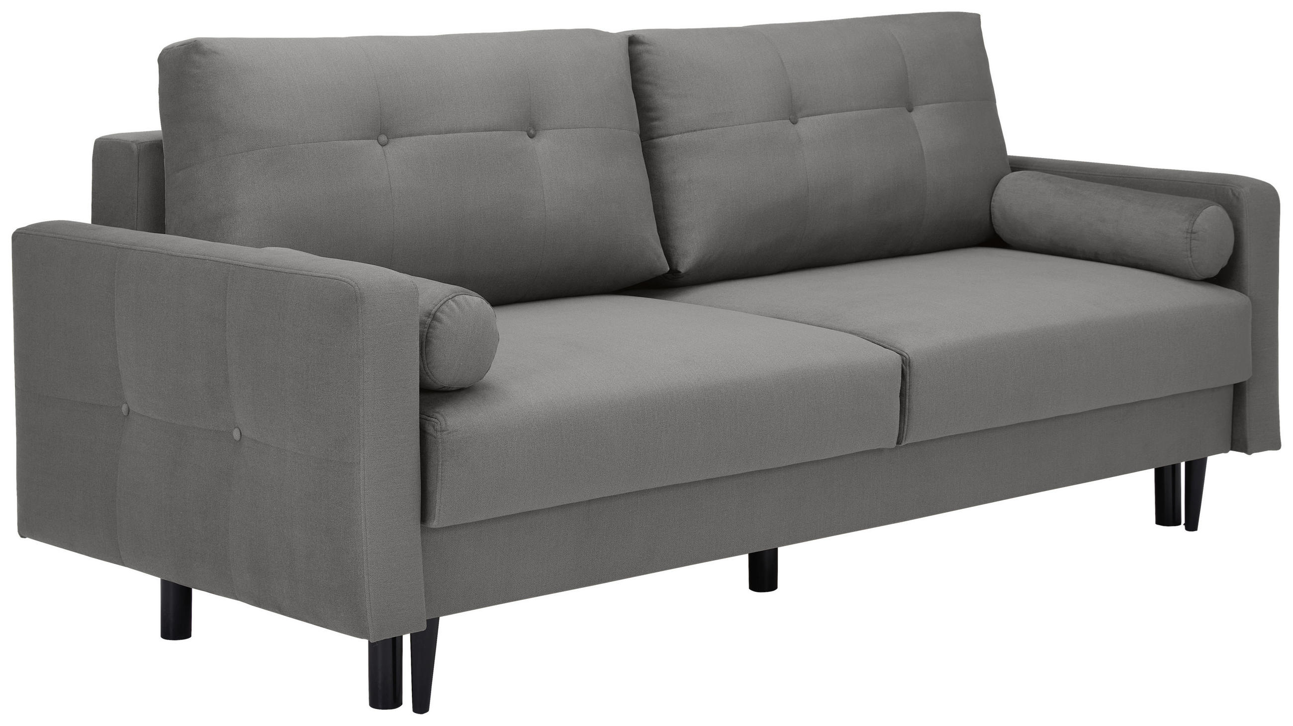 ZOFA S POSTELJNO FUNKCIJO,  siva tekstil  - črna/siva, Konvencionalno, tekstil/les (220/95/98cm) - Carryhome