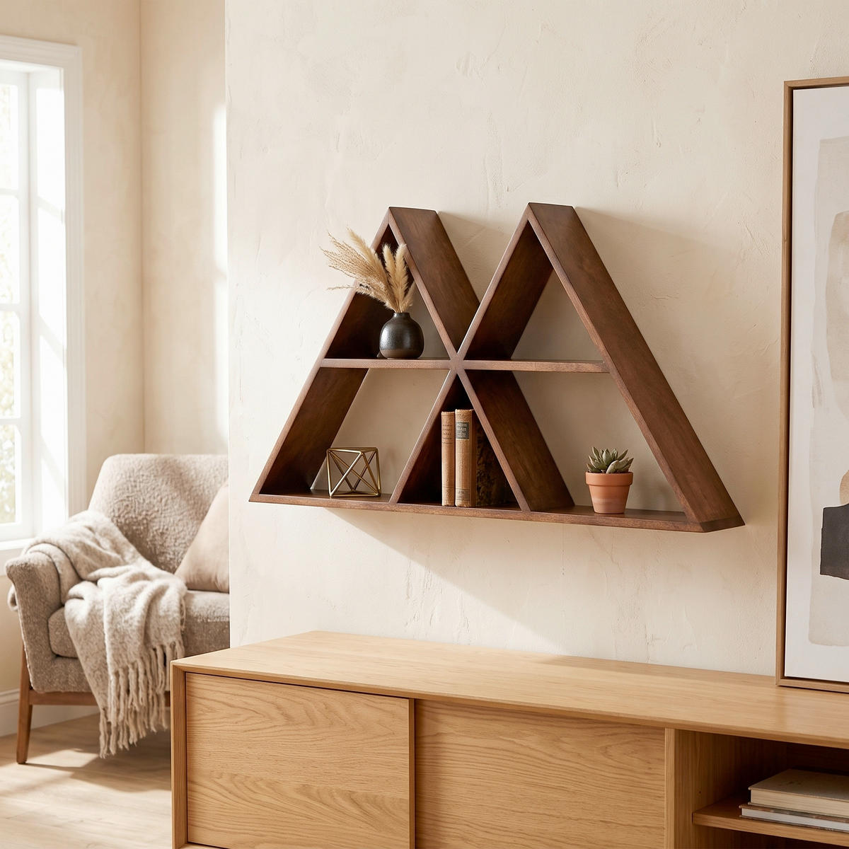 WANDREGAL  - Naturfarben, Design, Holz (70/35/10cm) - Livetastic