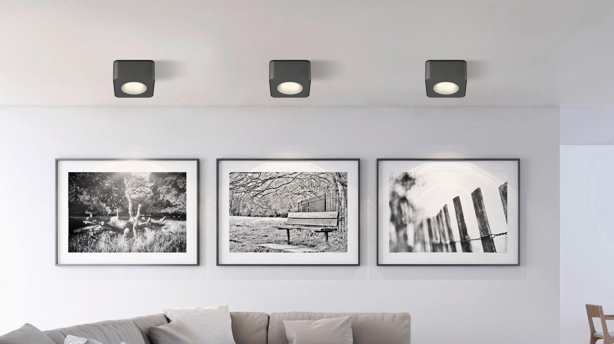 LED ZÁŘIČ, 11.7/11.7/5.5 cm - čiré/tmavě šedá, Konvenční, kov/plast (11.7/11.7/5.5cm) - Globo