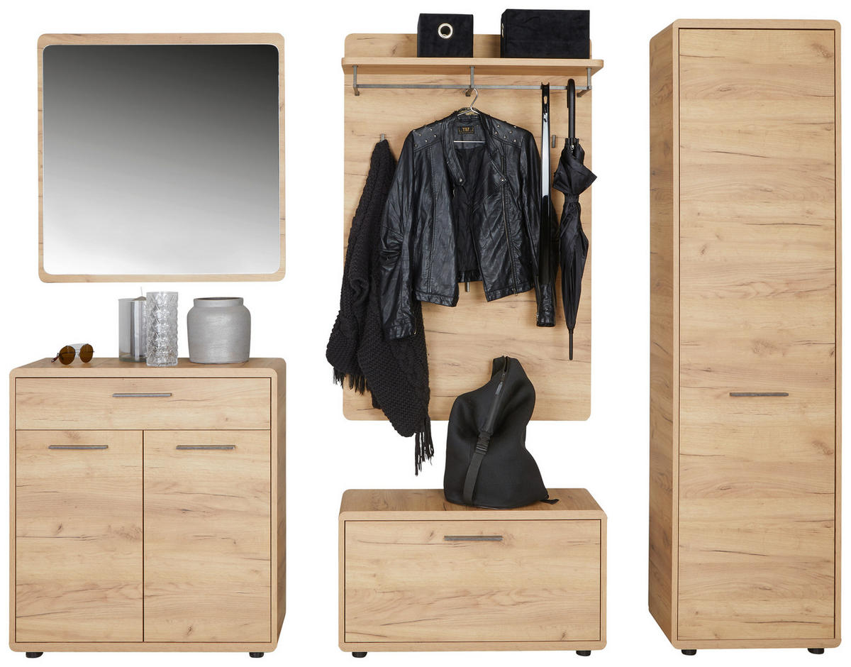 KOMODA, barve hrasta  - črna/barve hrasta, Konvencionalno, umetna masa/leseni material (84/90/32cm) - Carryhome