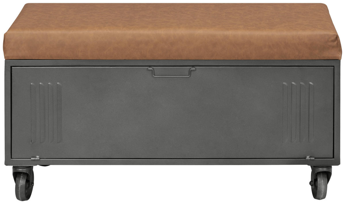 GARDEROBENBANK - Schwarz/Braun, KONVENTIONELL, Textil/Metall (95/51.5/40.5cm) - Livetastic