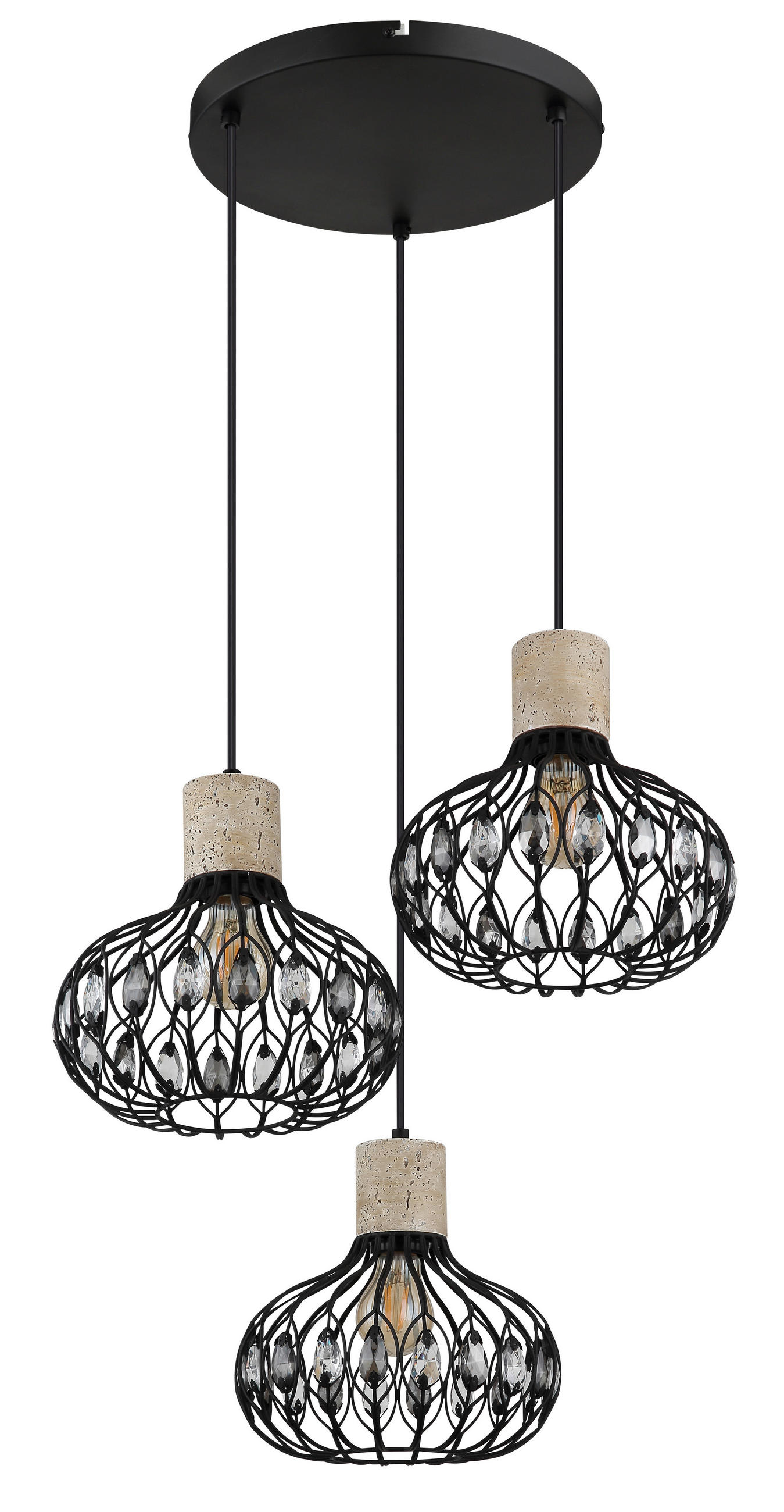 HÄNGELEUCHTE 47/150 cm  - Klar/Schwarz, Basics, Glas/Kunststoff (47/150cm) - Globo