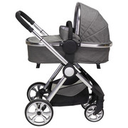 KINDERWAGENSET Neapel - Silberfarben/Grau, Design, Textil/Metall (76,96/59,95/106,68cm) - My Baby Lou