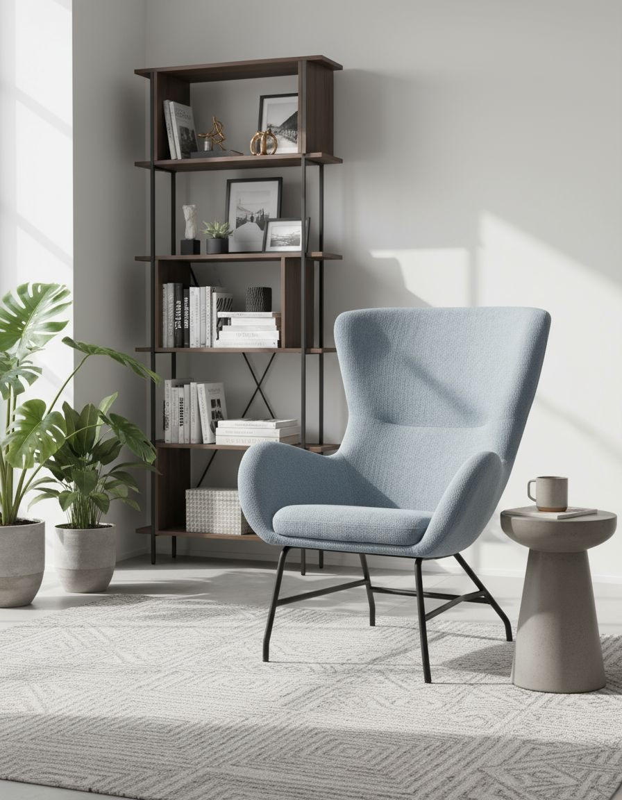 SESSEL in Bouclé Hellblau  - Schwarz/Hellblau, MODERN, Textil/Metall (77/106.5/84cm) - Livetastic