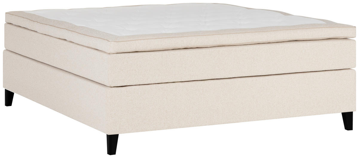 KONTINENTALSÄNG 180/200 cm  i beige  - beige/svart, Klassisk, trä/textil (180/200cm) - Novel