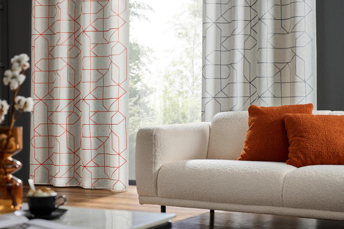 ÖSENVORHANG blickdicht  - Beige/Terracotta, Design, Textil (140/245cm) - Esposa