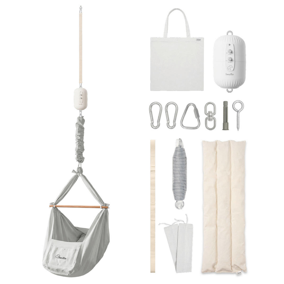 FEDERWIEGE  72/51/166 cm  - Grau, Basics, Textil (72/51/166cm)