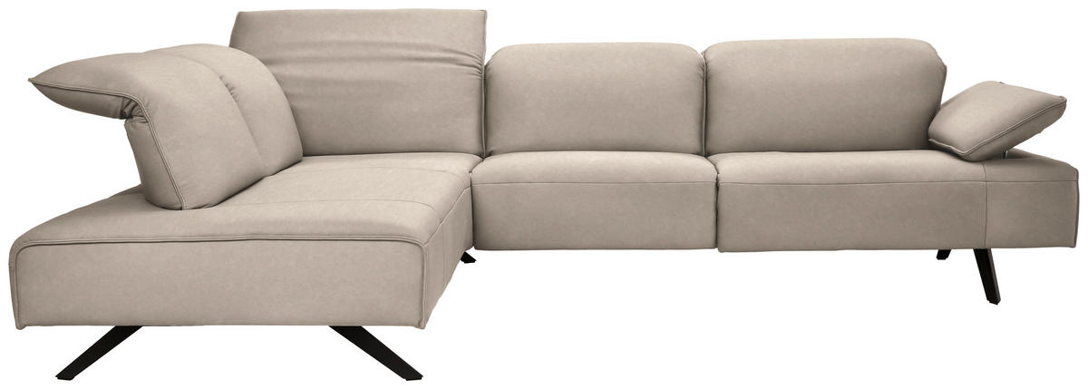 ECKSOFA Echtleder Beige  - Anthrazit/Beige, Design, Leder/Metall (230/290cm) - Johann Jakob
