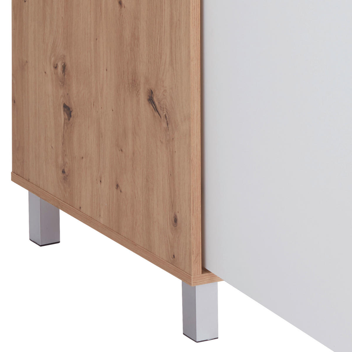KLEIDERSCHRANK 98/205/55 cm 2-türig Weiß, Eiche Artisan  - Alufarben/Weiß, MODERN, Holzwerkstoff/Kunststoff (98/205/55cm) - Ondega