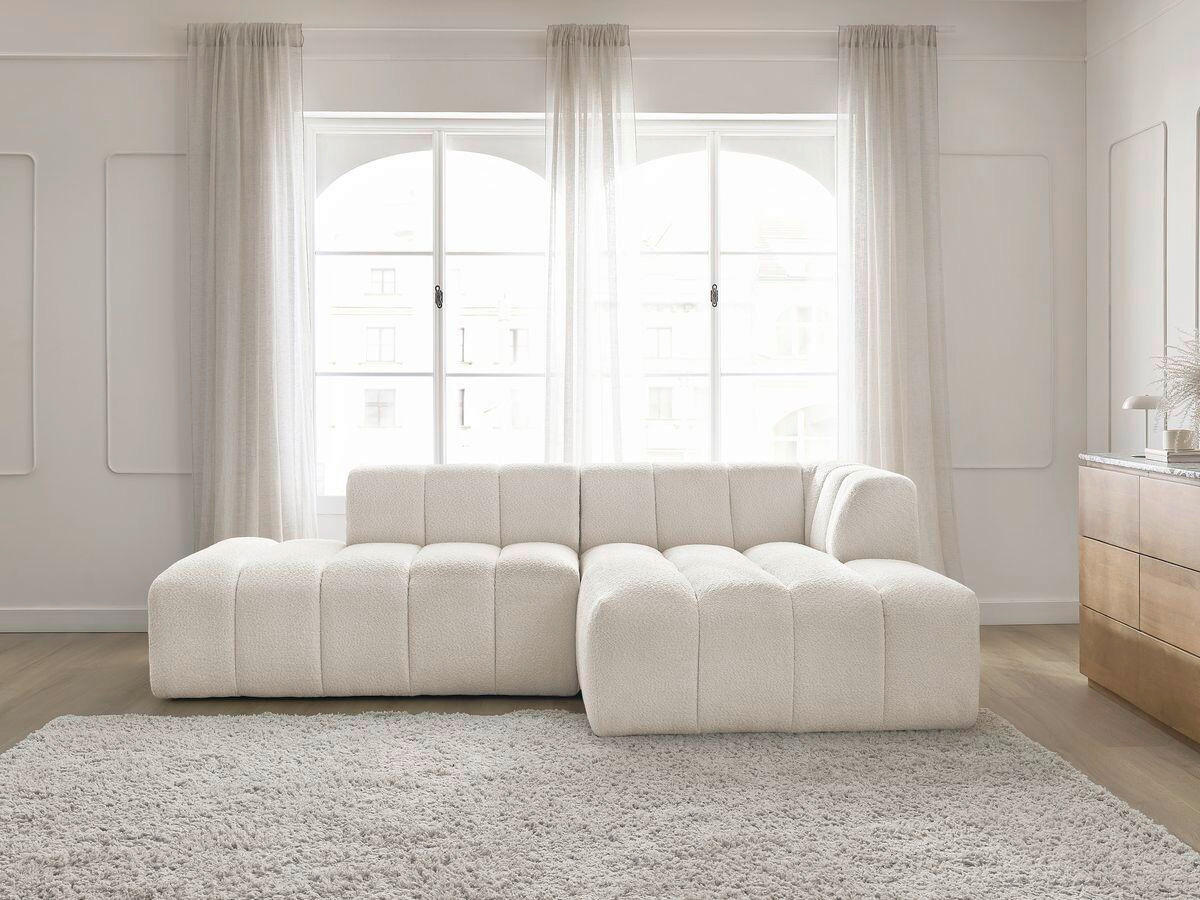 ECKSOFA  ANNECY Weiß Bouclé  - Schwarz/Weiß, MODERN, Kunststoff/Textil (262/170cm)