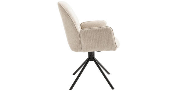ARMLEHNSTUHL  Sitzfläche 180° drehbar, automatische Rückholfunktion  - Creme/Schwarz, Design, Textil/Metall (59/88/63cm) - Carryhome