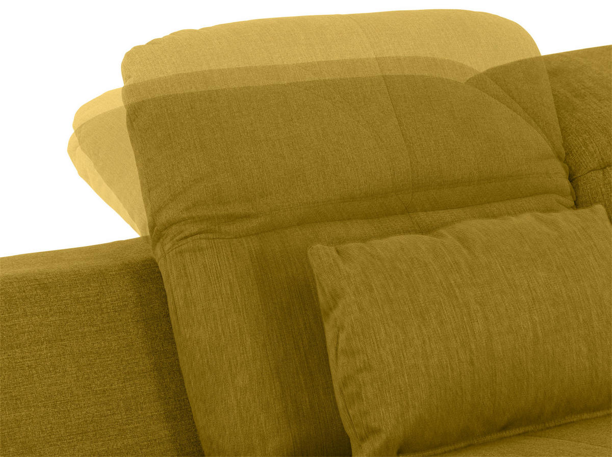 WOHNLANDSCHAFT in Mikrofaser Senfgelb  - Chromfarben/Senfgelb, Modern, Textil/Metall (228/345/184cm) - MID.YOU