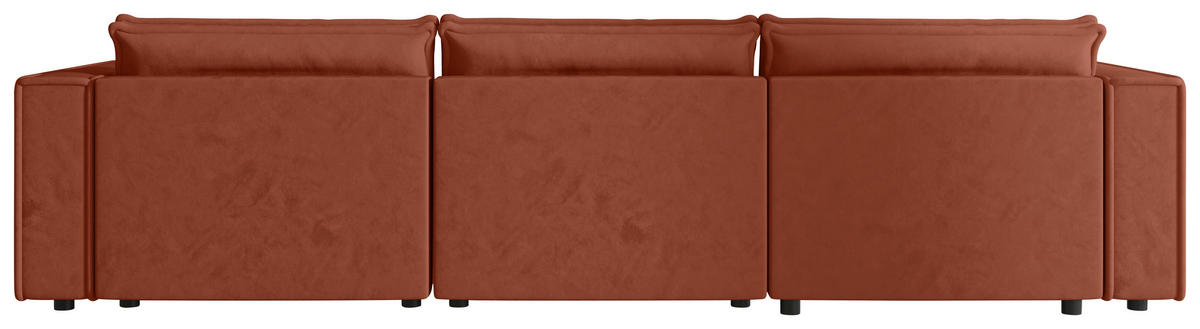 ECKSOFA Terracotta Webstoff Zierkissen, Rückenkissen, Rücken echt  - Terracotta/Schwarz, MODERN, Kunststoff/Textil (153/350cm) - Xora