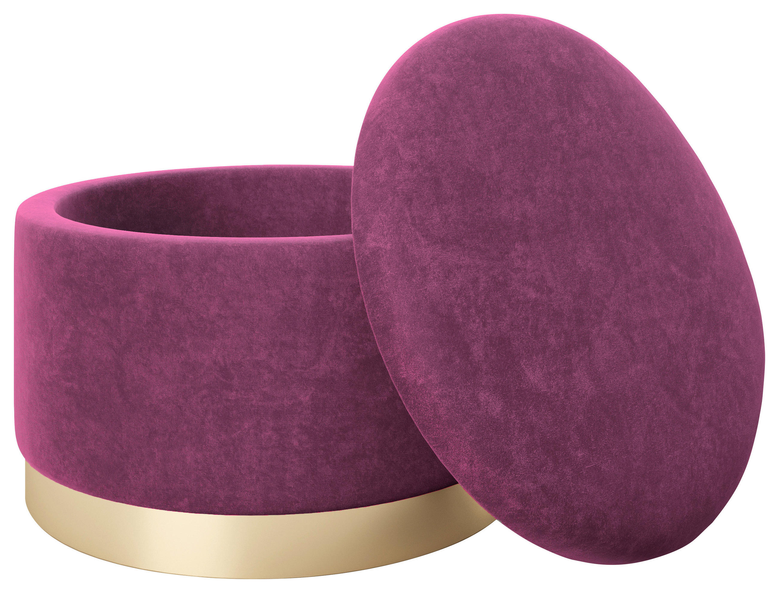 HOCKER Samt Lila  - Lila/Goldfarben, LIFESTYLE, Textil (55/35/55cm) - Playboy