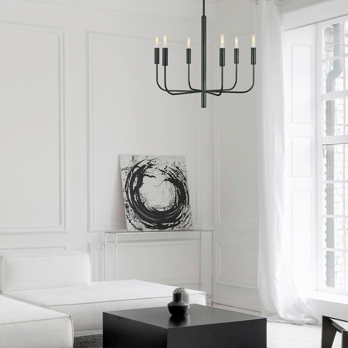 KRONLEUCHTER Generation Lighting (Feiss) 53,1/61 cm  - Schwarz, Design, Textil/Metall (53,1/61cm) - Elstead Lighting