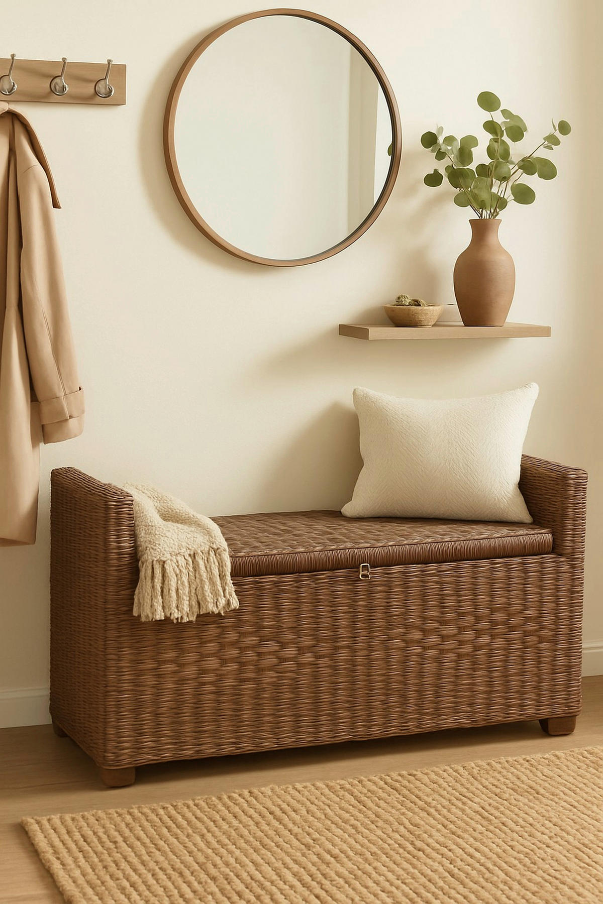 SITZBANK Braun Rattan  - Braun, KONVENTIONELL, Holz (45/90/51cm) - MID.YOU