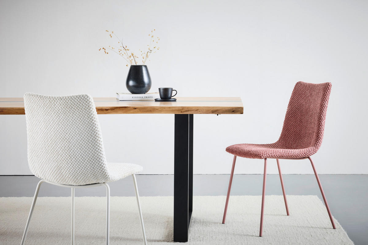 STUHL Webstoff Rosa  - Rosa, Design, Textil/Metall (45/86,5/57cm) - home24