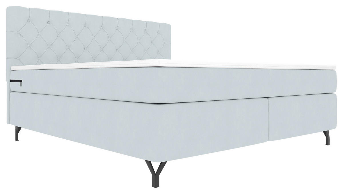 BOXSPRINGBETT 180/200 cm  in Hellgrau  - Hellgrau/Schwarz, Konventionell, Textil/Metall (180/200cm) - Carryhome
