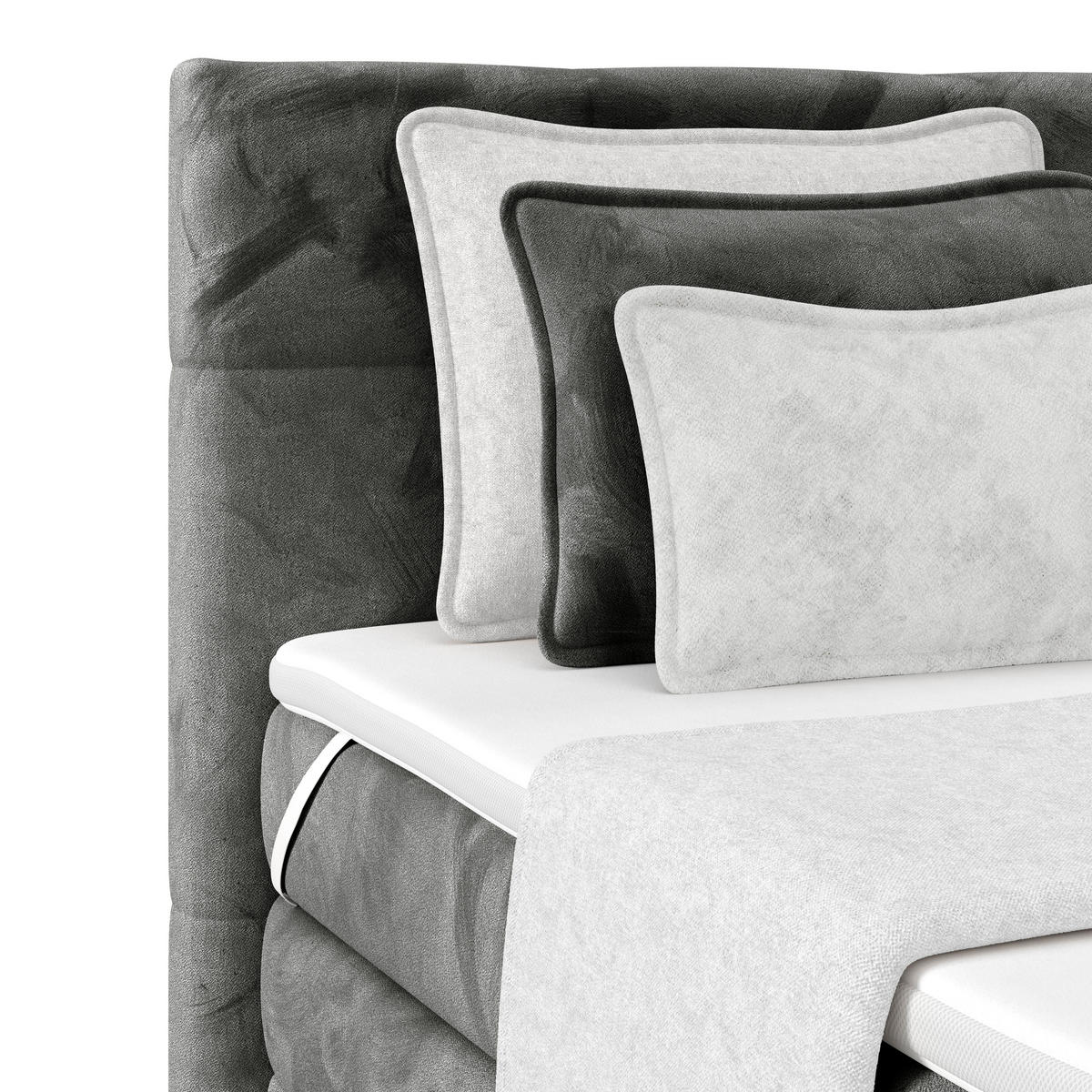 BOXSPRINGBETT 180/200 cm,  in Anthrazit, gepolstertes Kopfteil, Bettkasten, Topper, Matratzen, H2 + H2 = mittel  - Anthrazit, KONVENTIONELL, Holz/Holzwerkstoff (180/200cm) - Luca Bessoni