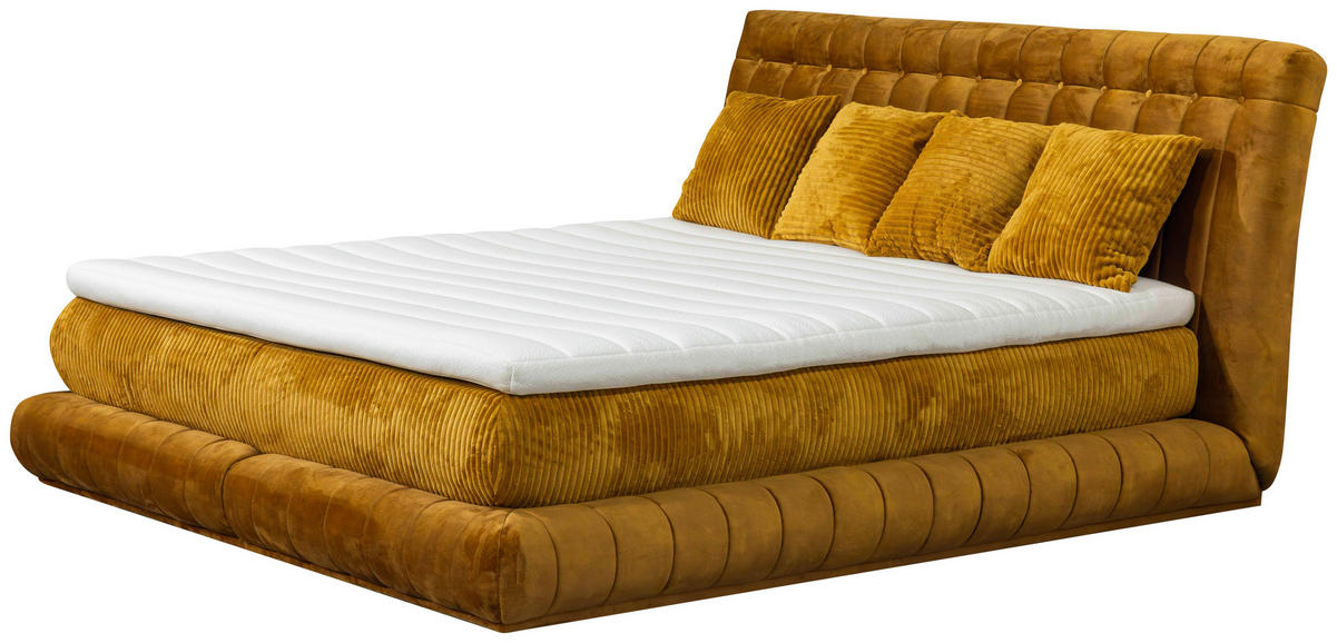 BOXSPRINGBETT 180/200 cm  in Currygelb  - Currygelb, Design, Textil (180/200cm) - Esposa
