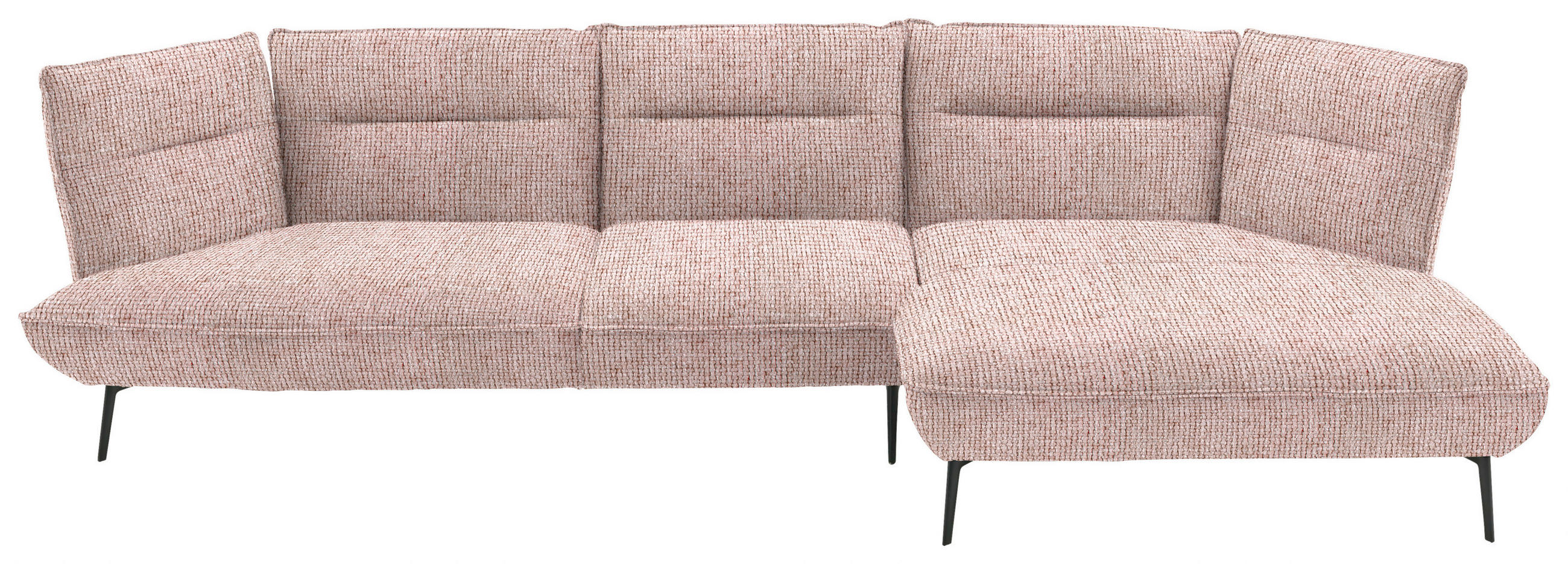 ECKSOFA in Flachgewebe Altrosa  339/153 cm  - Schwarz/Altrosa, Design, Textil/Metall (339/153cm) - Moderano