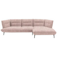 ECKSOFA in Flachgewebe Altrosa  339/153 cm  - Schwarz/Altrosa, Design, Textil/Metall (339/153cm) - Moderano