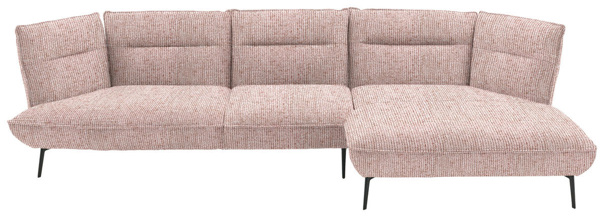 ECKSOFA in Flachgewebe Altrosa  339/153 cm  - Schwarz/Altrosa, Design, Textil/Metall (339/153cm) - Moderano