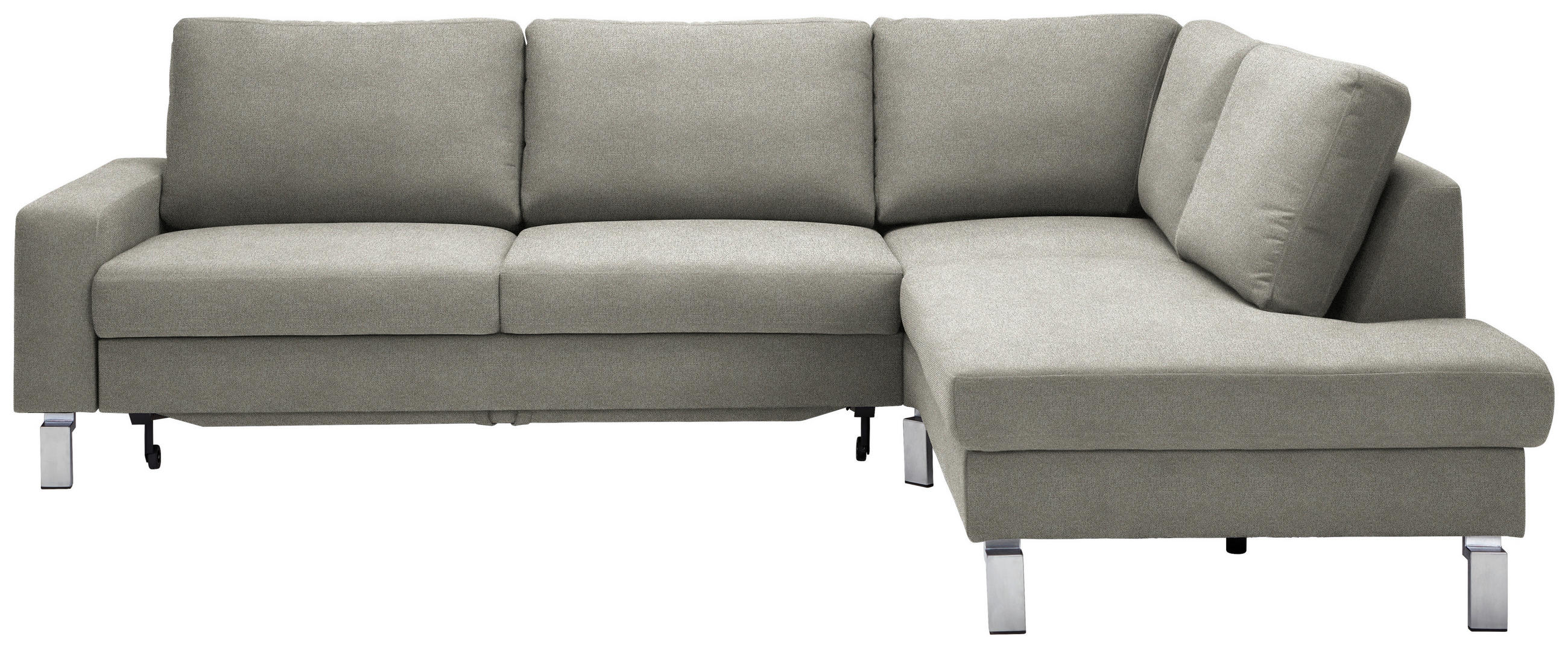 ECKSOFA in Flachgewebe Graubraun  - Chromfarben/Graubraun, Design, Textil/Metall (276/200cm) - Hom`in
