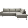 ECKSOFA in Flachgewebe Graubraun  - Chromfarben/Graubraun, Design, Textil/Metall (276/200cm) - Hom`in