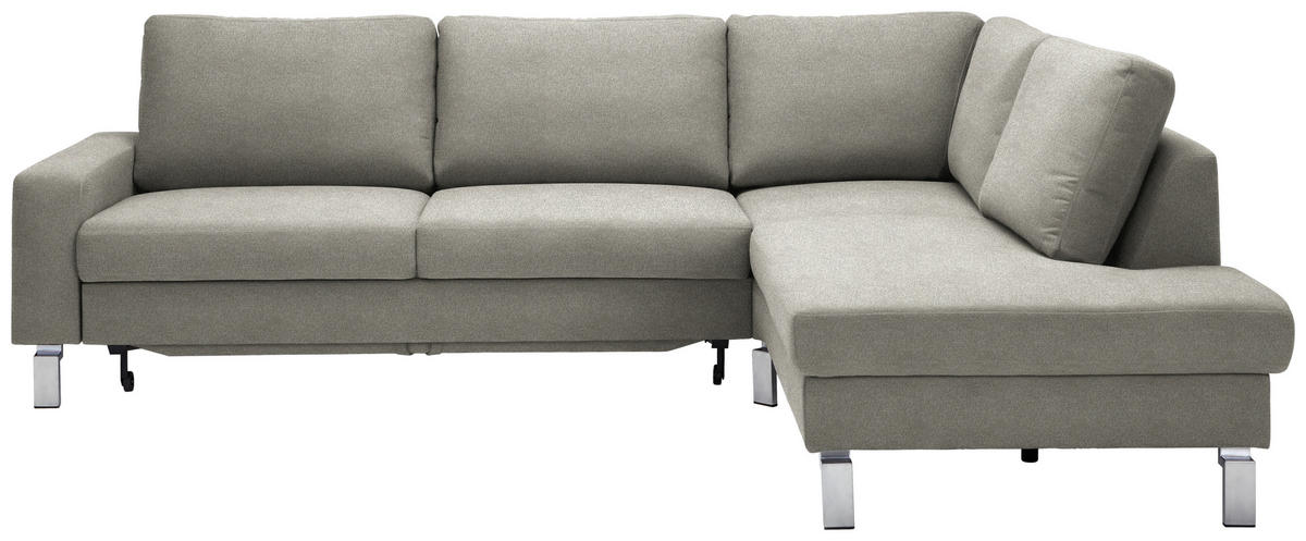 ECKSOFA in Flachgewebe Graubraun  276/200 cm  - Chromfarben/Graubraun, Design, Textil/Metall (276/200cm) - Hom`in