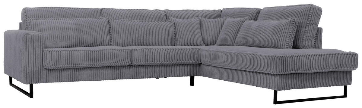 ECKSOFA ICON in Cord Dunkelgrau  284/253 cm  - Dunkelgrau/Schwarz, KONVENTIONELL, Holzwerkstoff/Textil (284/253cm) - Livetastic