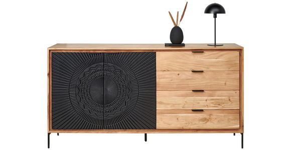 SIDEBOARD in 175/90/40 cm - Schwarz/Akaziefarben, Design, Holz/Metall (175/90/40cm) - Ambia Home