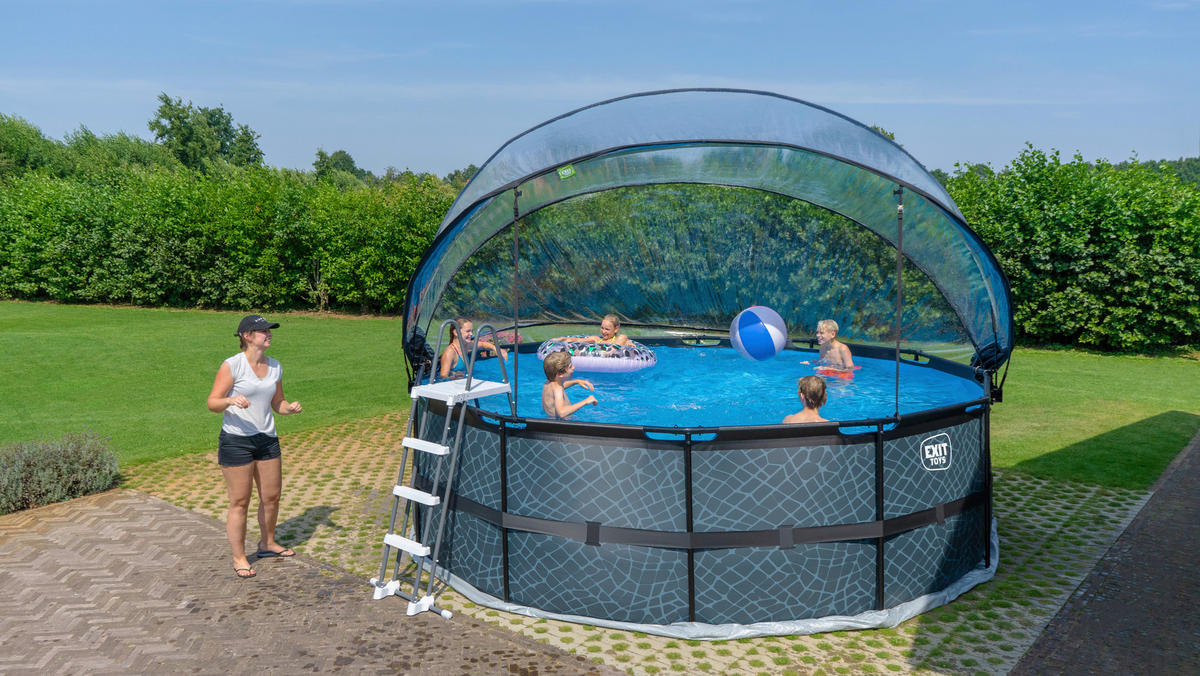 POOL 450/122 cm  - Blaugrau, Konventionell, Kunststoff/Metall (450/122cm) - EXIT Toys