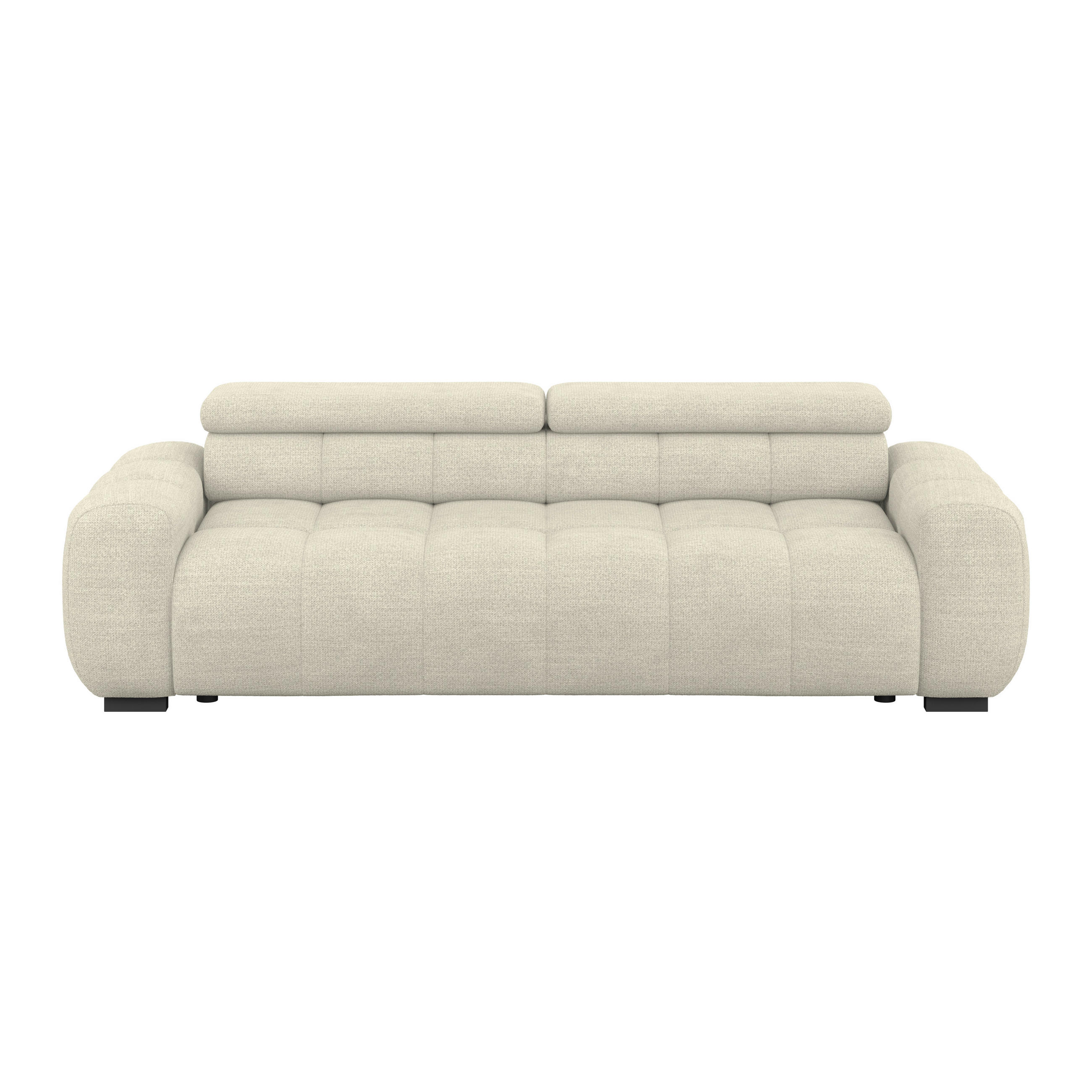 BIGSOFA inkl. mot. Funktion Webstoff Creme  - Creme/Schwarz, Design, Kunststoff/Textil (248/77-97/108cm) - Welnova