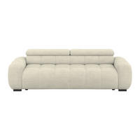 BIGSOFA inkl. mot. Funktion Webstoff Creme  - Creme/Schwarz, Design, Kunststoff/Textil (248/77-97/108cm) - Welnova