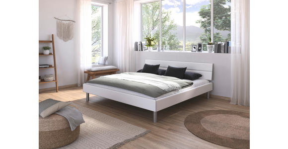 BETT 200/200 cm  in Weiß  - Alufarben/Weiß, Design, Metall (200/200cm) - Carryhome