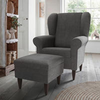 SESSELSET Chenille Dunkelgrau  - Wengefarben/Dunkelgrau, Konventionell, Holz/Textil (80/102/86cm) - Livetastic