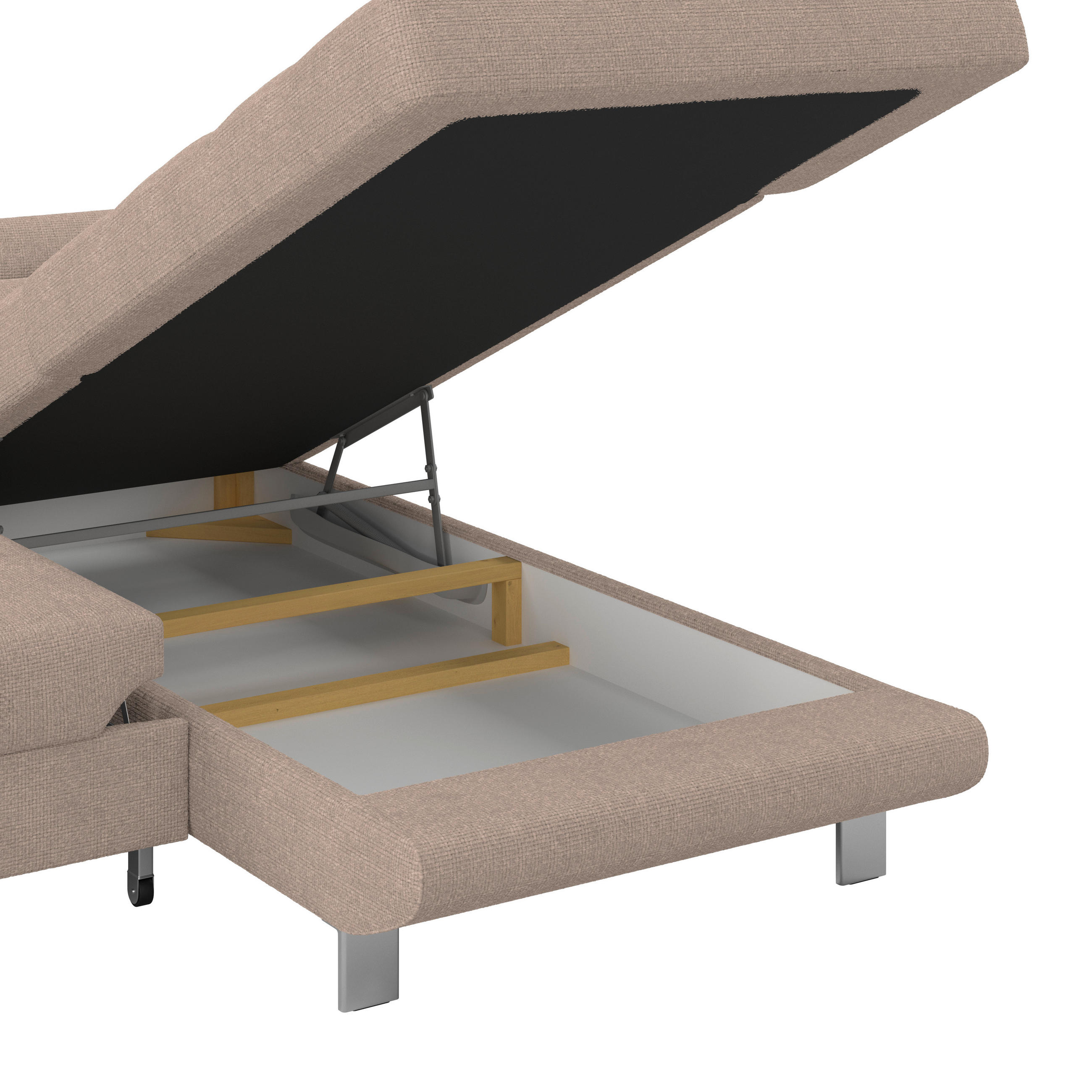 Thumbnail - Mid.you Ecksofa, Beige, Textil, 5-Sitzer, Ottomane rechts, L-Form, 270x230 cm, Made in EU, Stoffauswahl, Hocker erhältli...