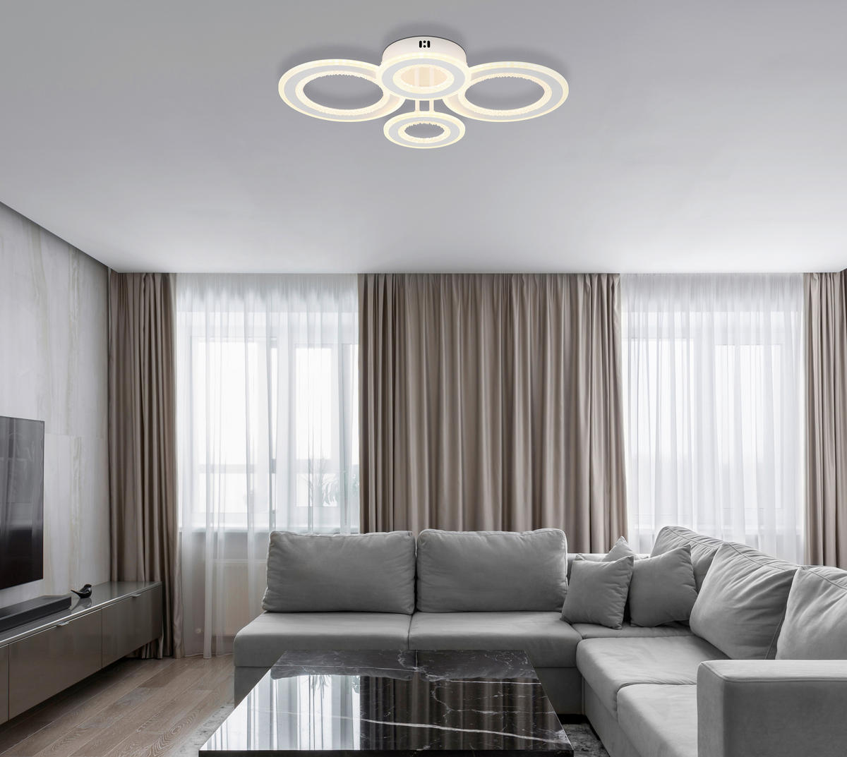 LED-DECKENLEUCHTE 59/42/12 cm   - Klar/Weiß, Design, Kunststoff/Metall (59/42/12cm) - Globo