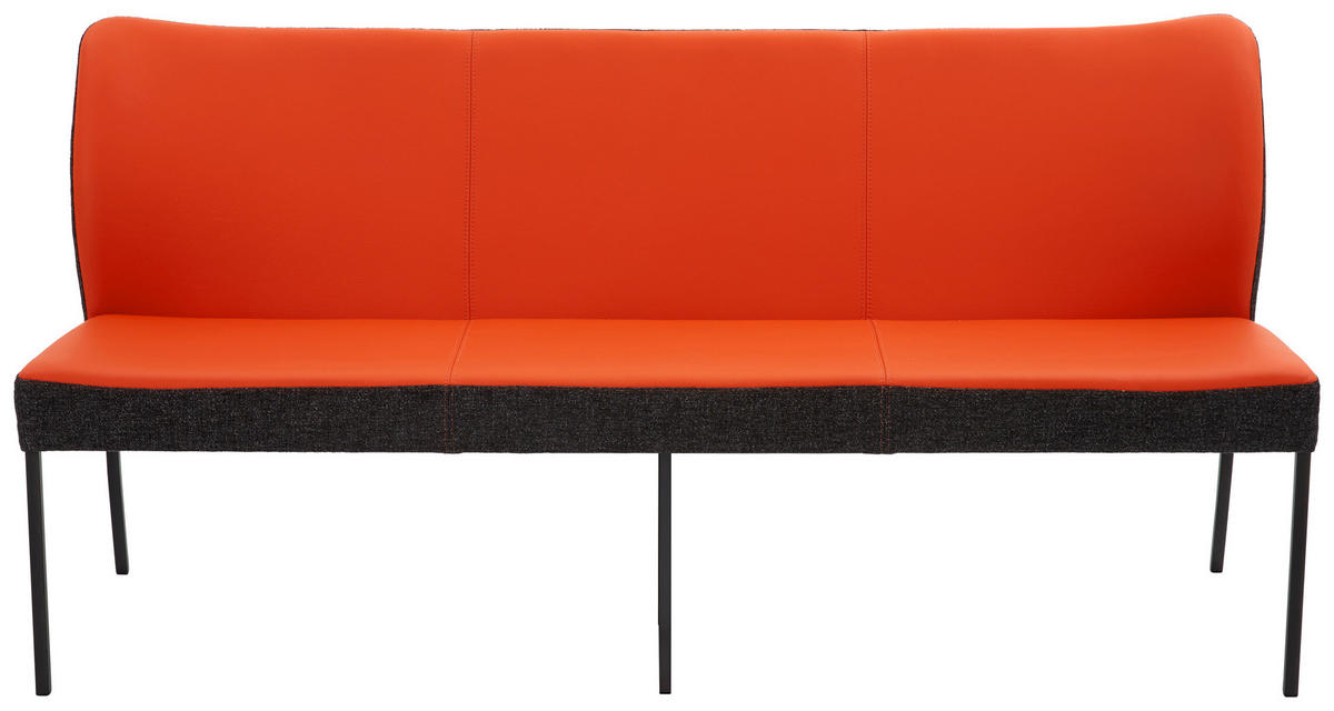 SITZBANK 240/89/65 cm Webstoff Kombination Echtleder/Stoff Anthrazit, Orange Metall  - Anthrazit/Orange, Design, Leder/Textil (240/89/65cm) - Bert Plantagie