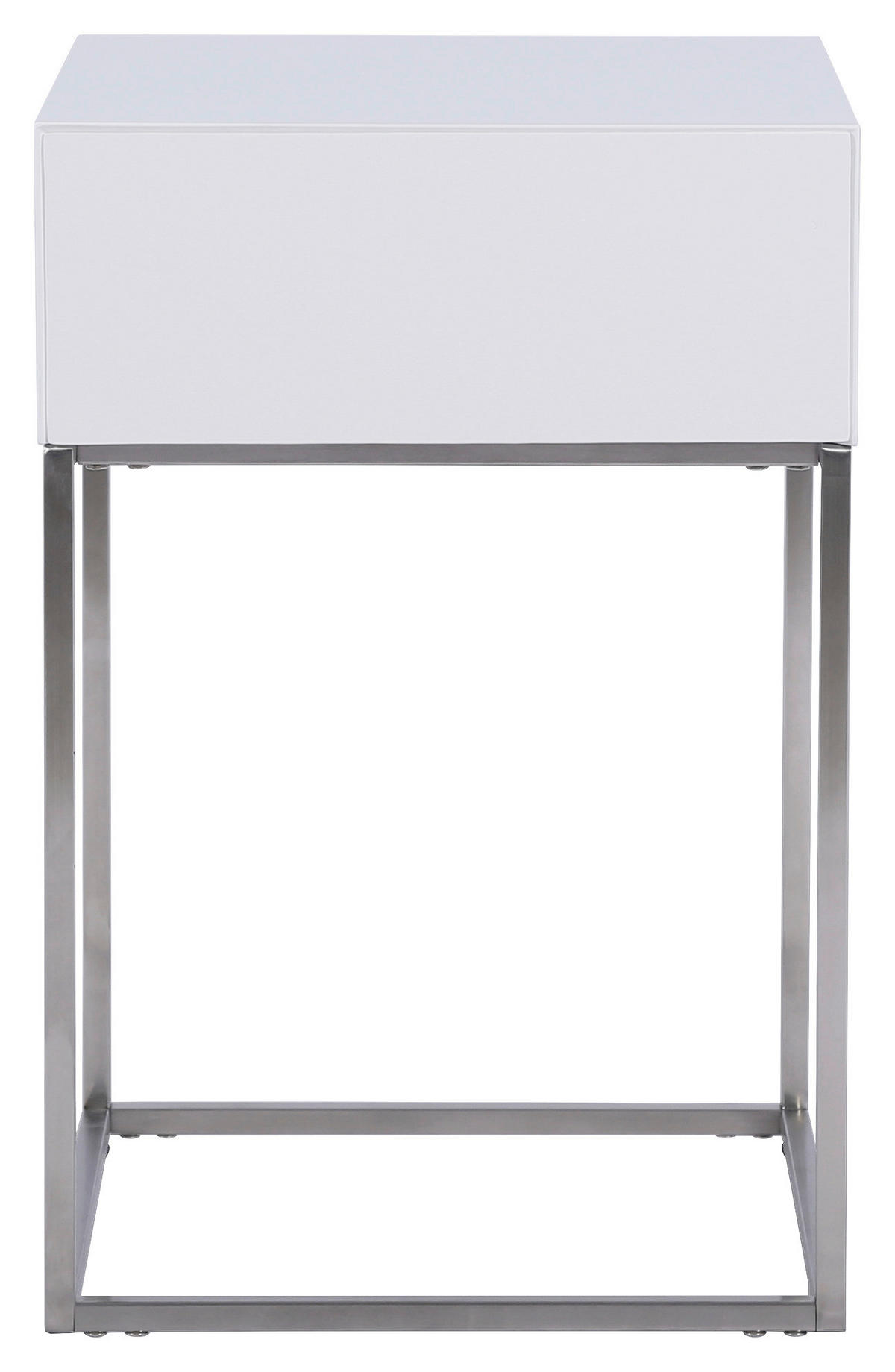 NACHTKÄSTCHEN 40/62/40 cm  in Silberfarben, Weiß  - Silberfarben/Weiß, Basics, Holzwerkstoff/Metall (40/62/40cm) - Xora