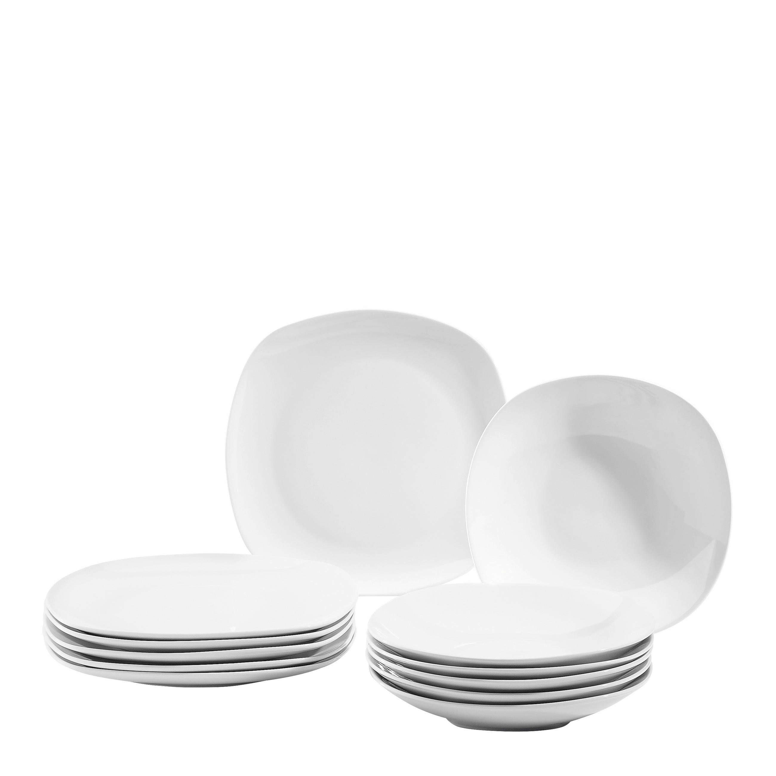 JEDÁLENSKÝ SERVIS, 12-dielne, porcelán - biela, Basics, keramika - Boxxx