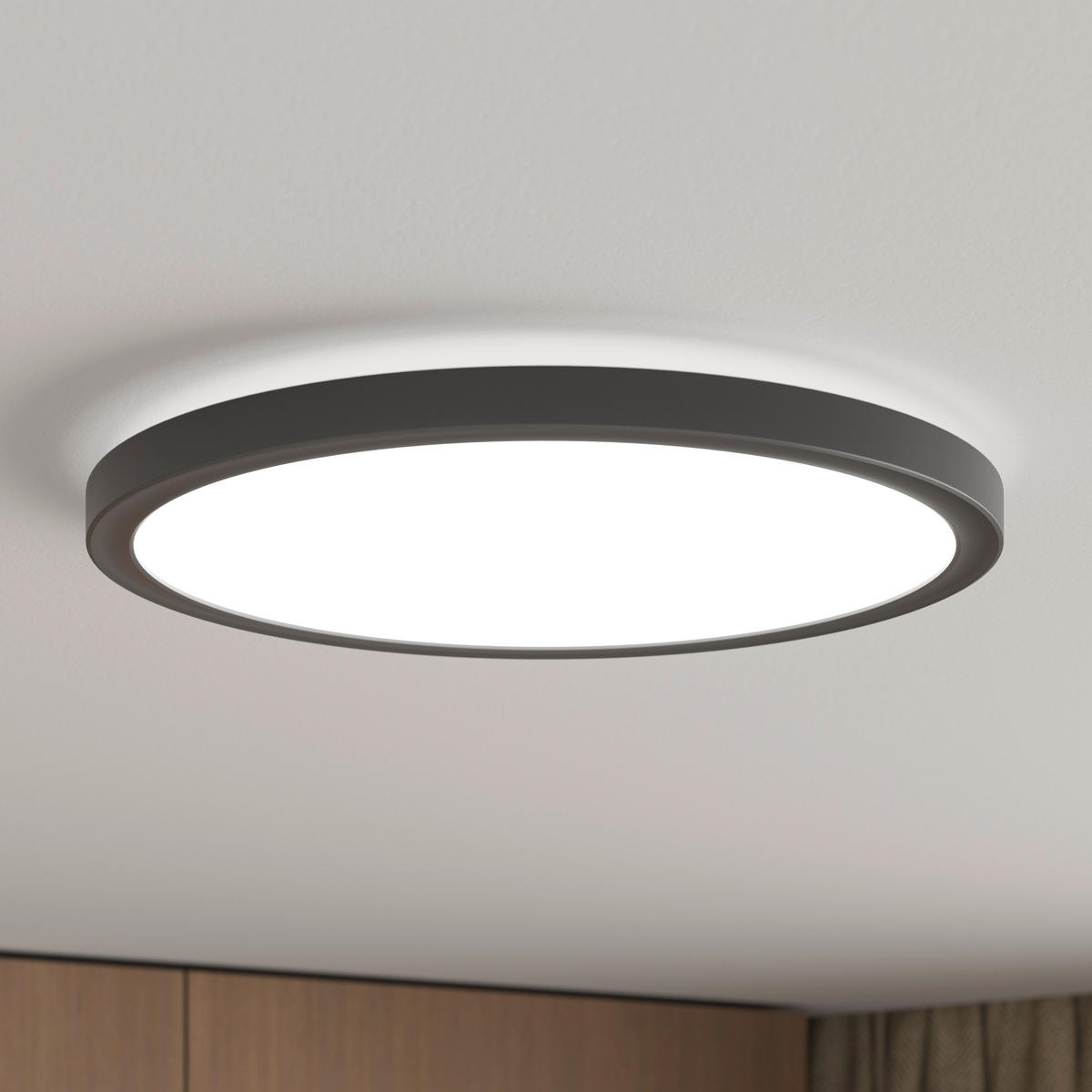 LED-DECKENLEUCHTE Giga 29,3/2,8 cm   - Schwarz, Basics, Kunststoff (29,3/2,8cm) - Novel