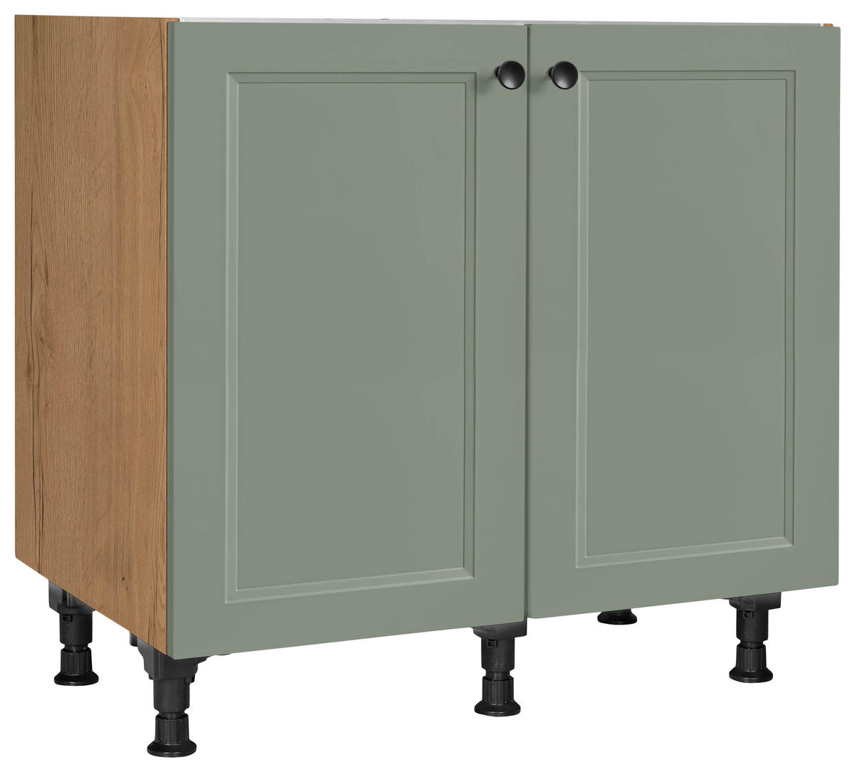 SPÜLENUNTERSCHRANK 90/87/56 cm  in Grün, Eichefarben  - Eichefarben/Schwarz, MODERN, Holzwerkstoff/Metall (90/87/56cm) - Nobilia