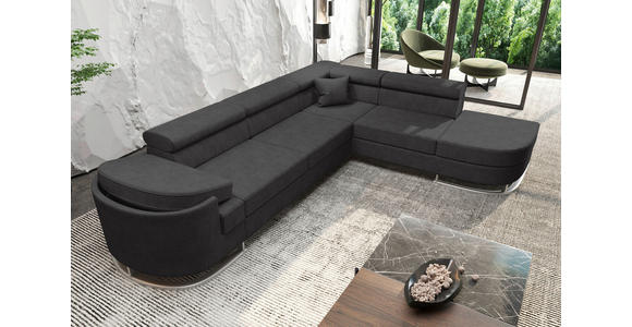 ECKSOFA in Lederlook Schwarz  - Chromfarben/Schwarz, KONVENTIONELL, Textil/Metall (278/224cm) - Carryhome