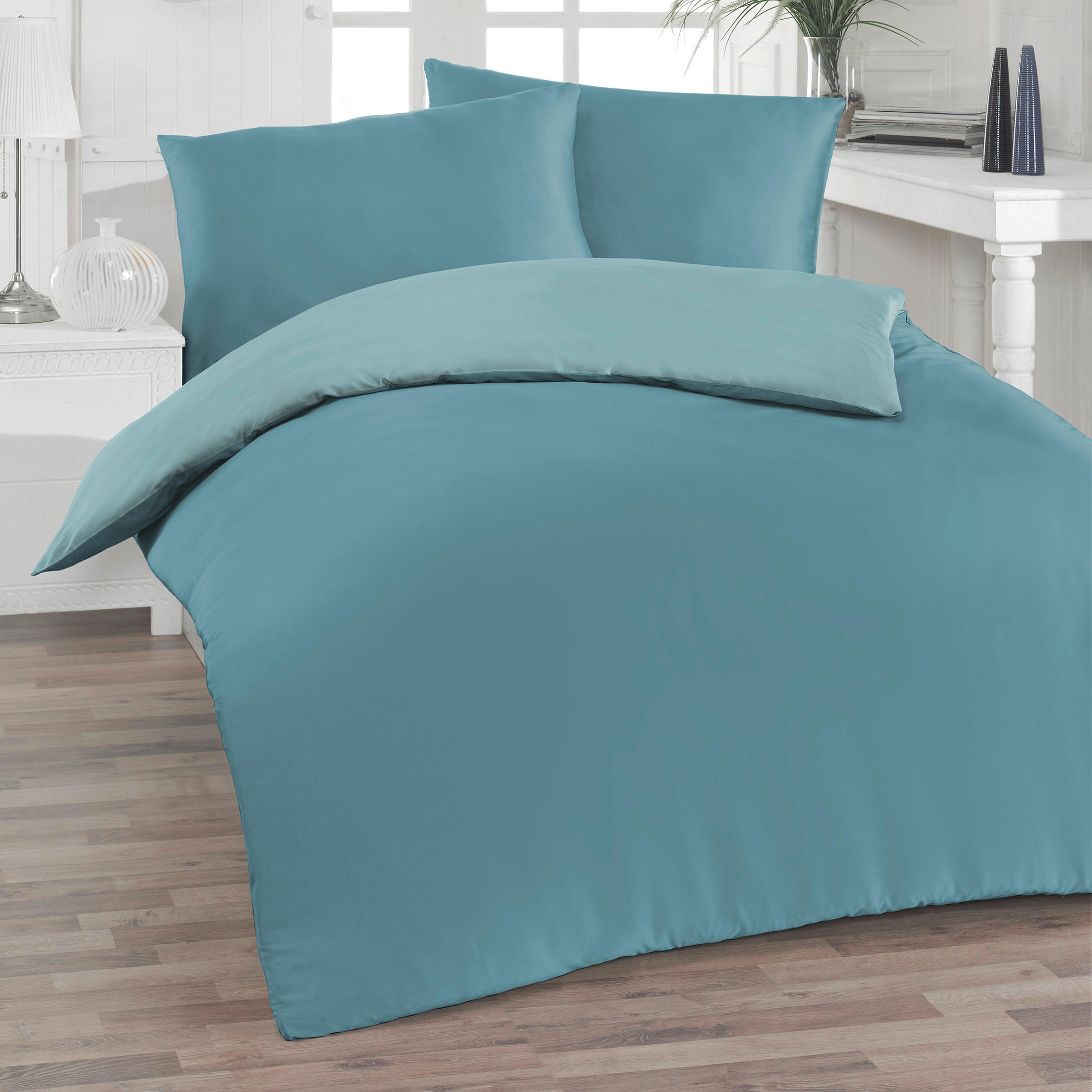 BETTWÄSCHE Satin 140/200 cm  - Türkis, Basics, Textil (140/200cm) - Florella