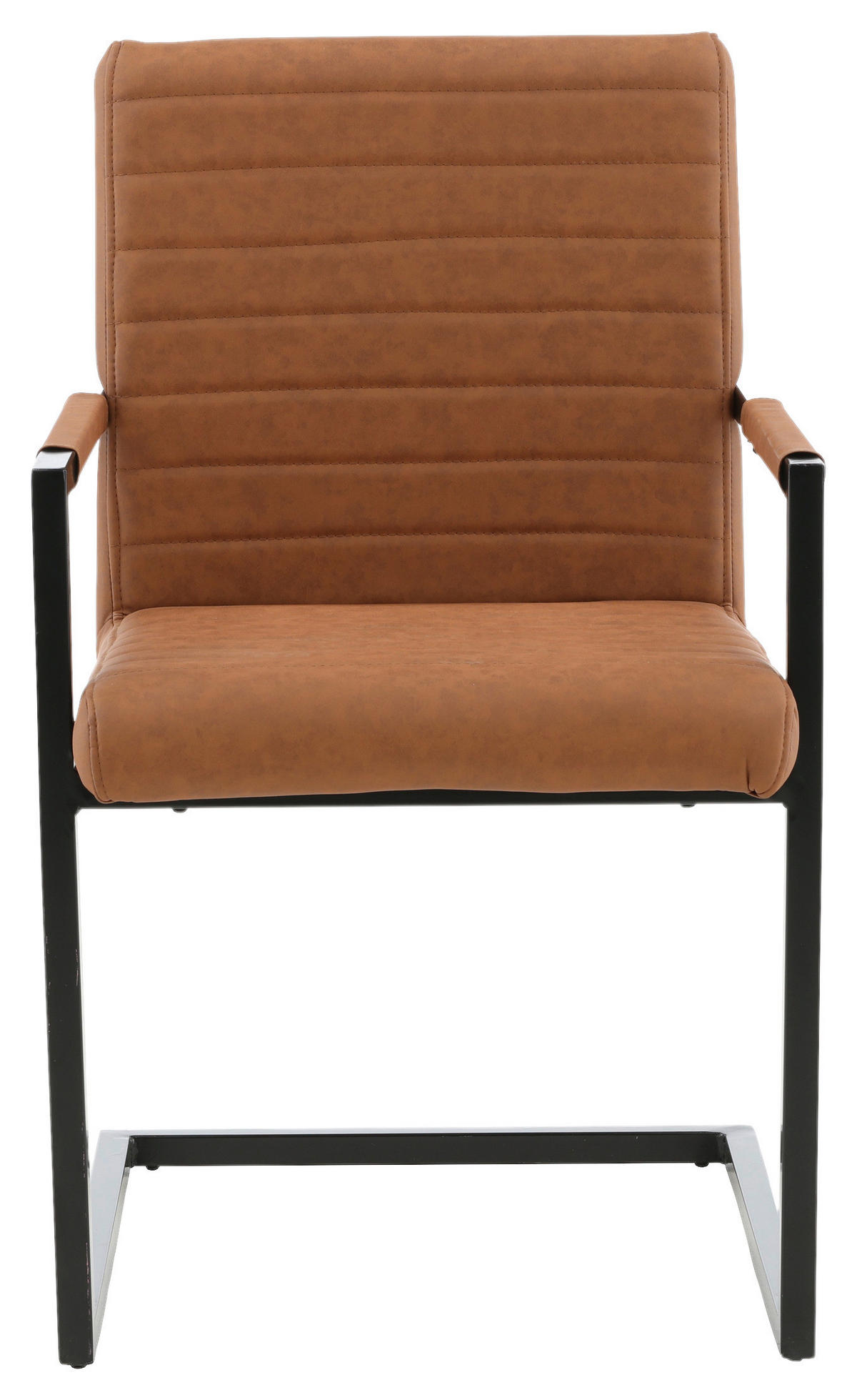 STOL MED ARMSTÖD SET 2 styck stål läderimitation (vegan)  - brun/svart, Design, metall/textil (54/88/63cm) - Livetastic