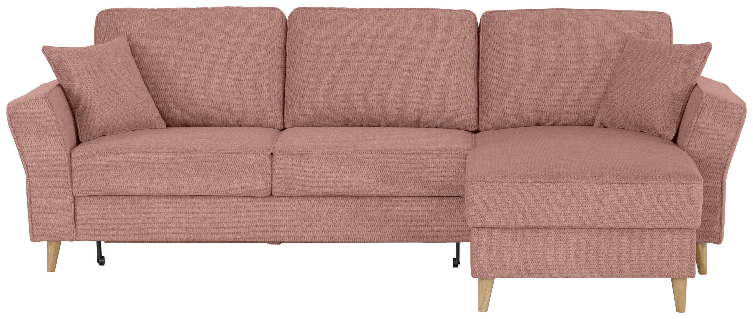 ECKSOFA in Flachgewebe Rosa  - Eichefarben/Rosa, Konventionell, Holz/Textil (265/159cm) - Carryhome