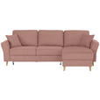 ECKSOFA in Flachgewebe Rosa  - Eichefarben/Rosa, KONVENTIONELL, Holz/Textil (265/159cm) - Carryhome